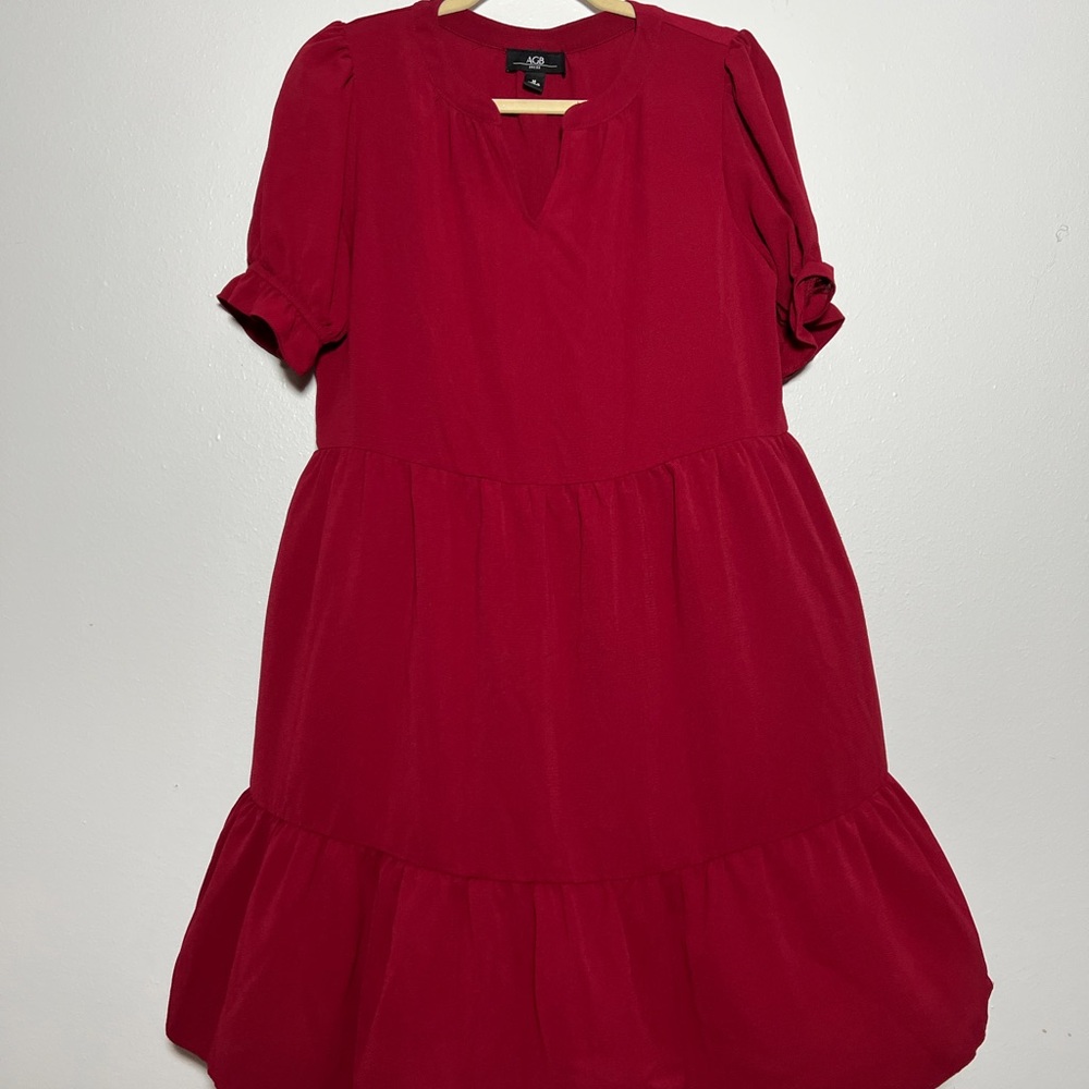 AGB Vibrant Red Casual Kids Dress